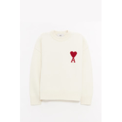 AMI ECRU ROUGE CREWNECK SWEATER